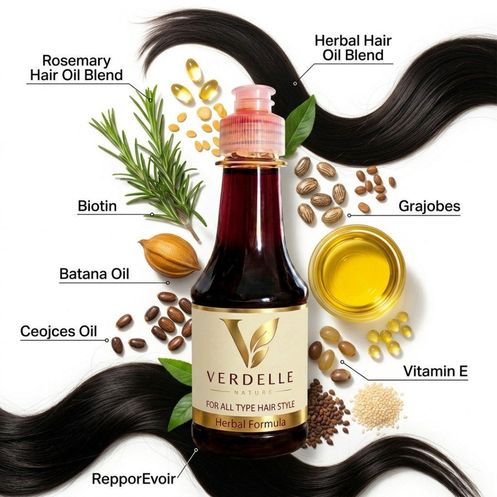 Verdelle Nature Herbal Hair Oil – Strengthening & Nourishing Hair Oil for All Hair Types